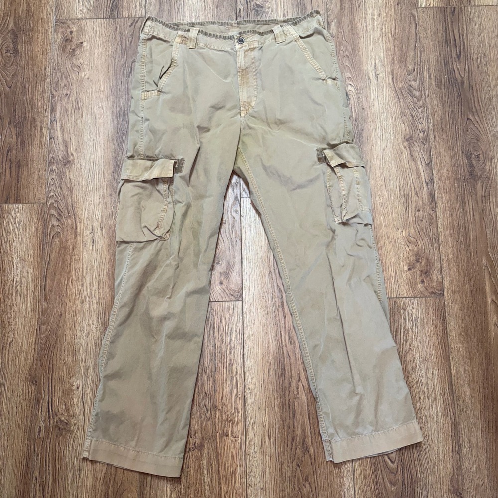 Murano Sport Mens Cargo Pants 36x32 Tan Khaki 100% Cotton Multi Pocket Utility